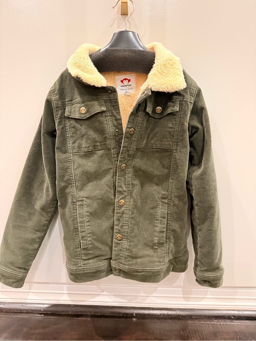 Appaman Kids Olive Green Sherpa Lined Corduroy Jacket
